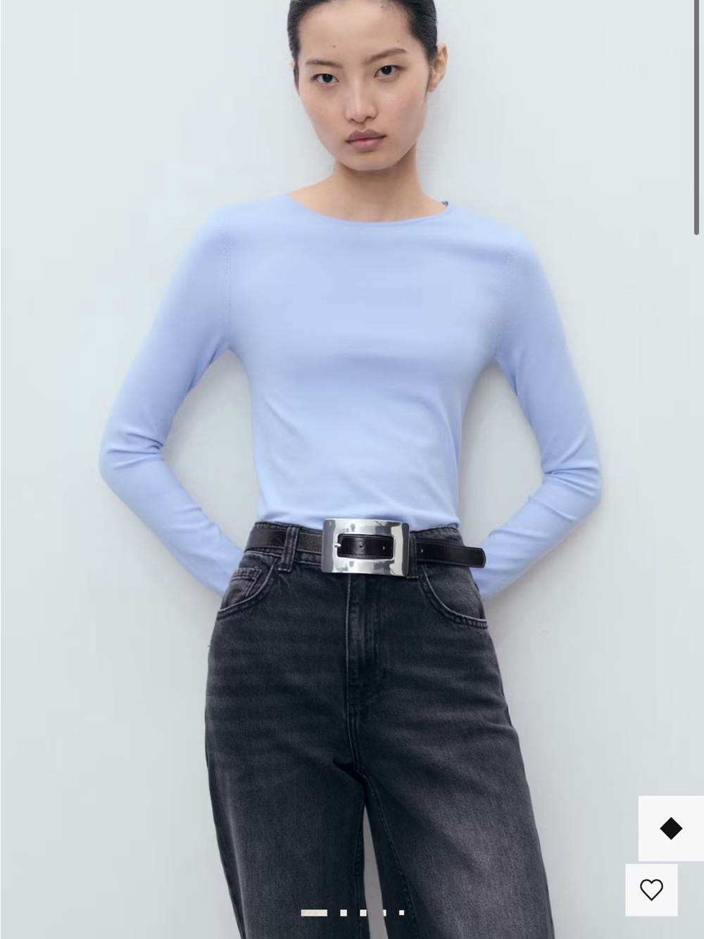 Long-sleeved fine-knit sweater in Sky Blue